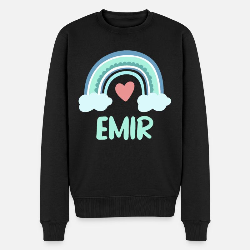 Emir Name Regenbogen Baby - Männer Premium Bio Pullover - Schwarz