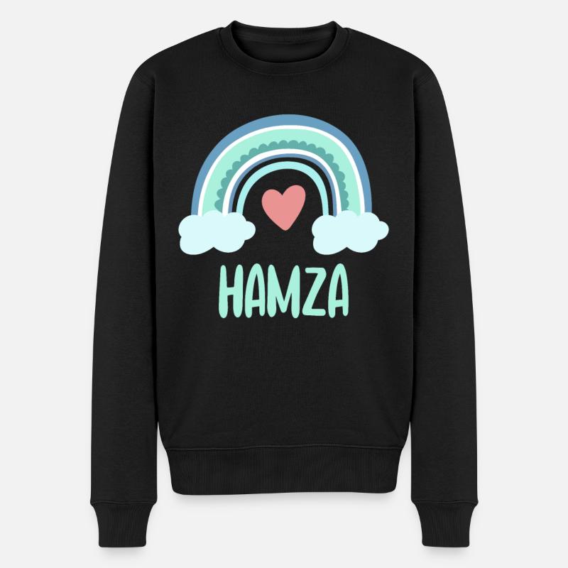 Hamza Name Regenbogen Baby - Männer Premium Bio Pullover - Schwarz