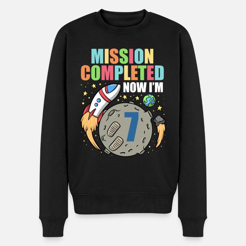 Space Birthday 7 Astronaut Planets Rocket Ship - Men's Premium Organic Jumper - black