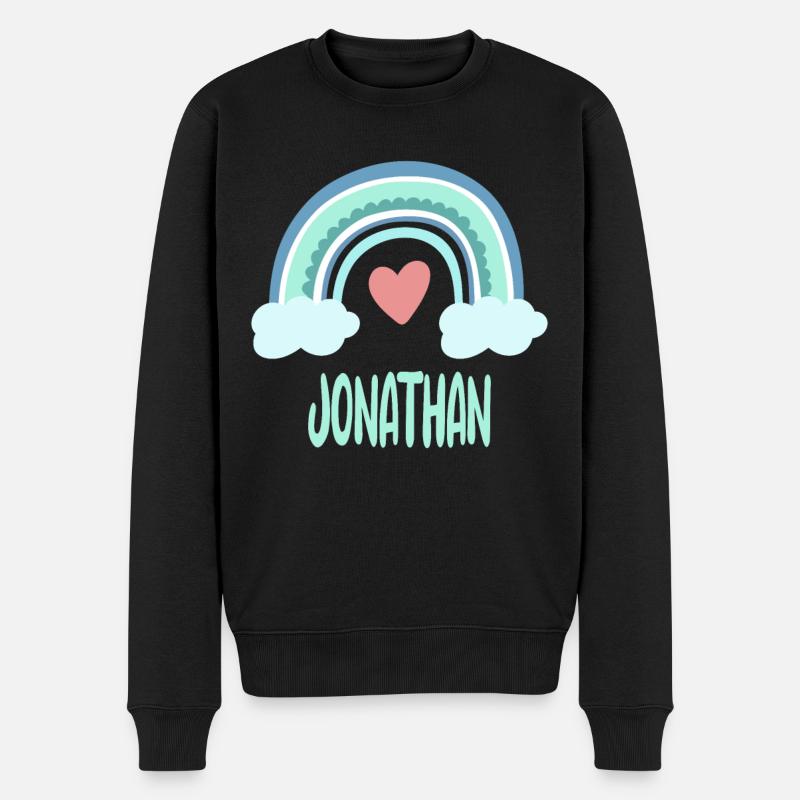 Jonathan Name Regenbogen Baby - Männer Premium Bio Pullover - Schwarz