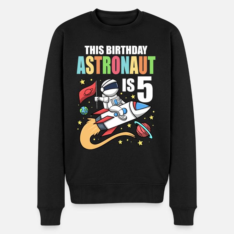 Space Birthday 5 Astronaut Planeten Raketenschiff - Männer Premium Bio Pullover - Schwarz