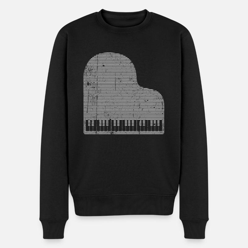 Klavier - Männer Premium Bio Pullover - Schwarz