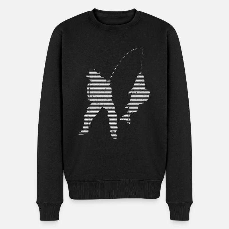 Angeln - Männer Premium Bio Pullover - Schwarz