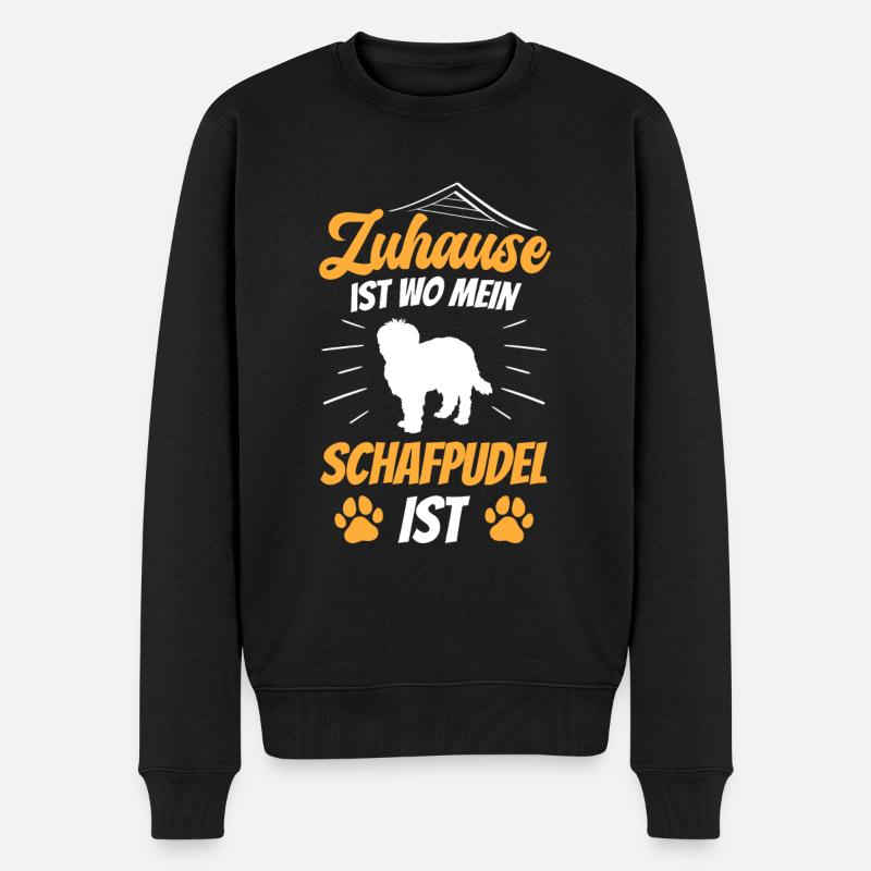 Schafpudel ist Zuhause altdeutscher Hütepudel - Männer Premium Bio Pullover - Schwarz
