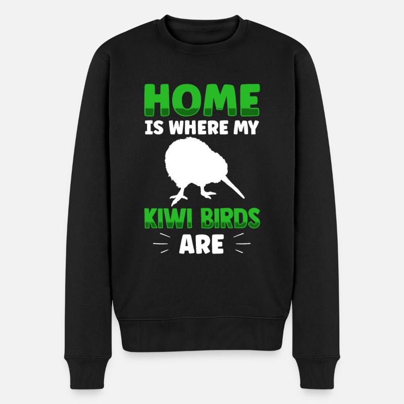 Kiwi Vogel ist Zuhause Neuseeland Kiwi Vogel - Männer Premium Bio Pullover - Schwarz