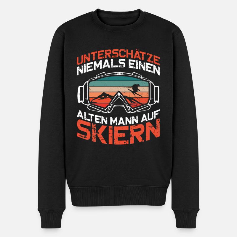 Ski Sport Alter Mann Vater Opa Papa Humor - Männer Premium Bio Pullover - Schwarz