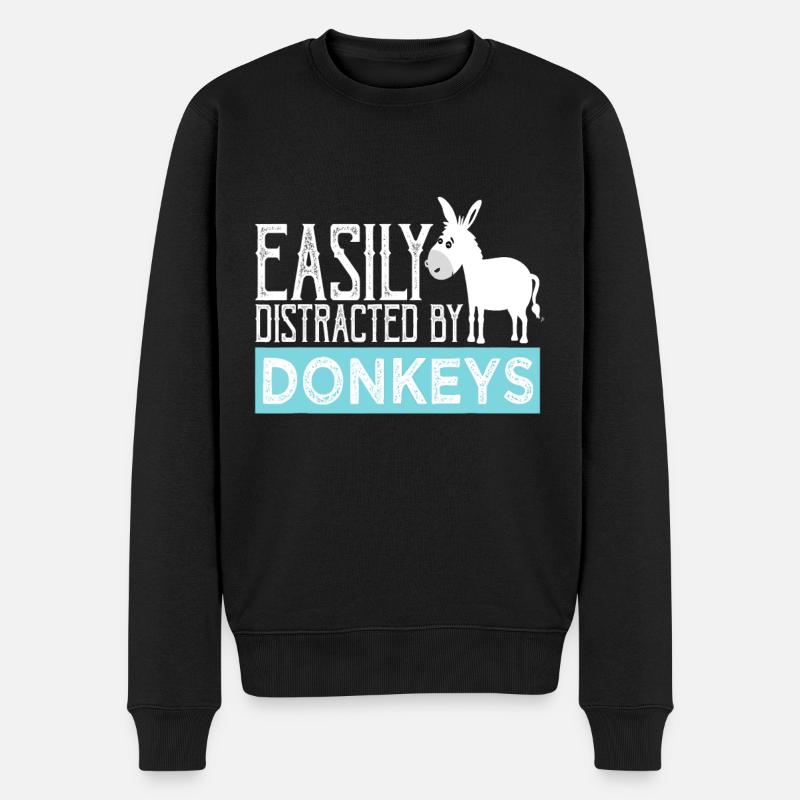 Esel leicht abgelenkt - Esel Geschenke für Donke - Männer Premium Bio Pullover - Schwarz