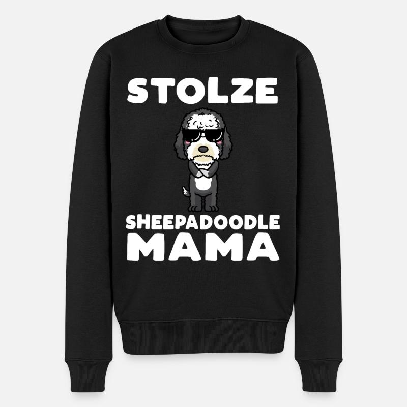 Stolze Sheepadoodle Mama - Männer Premium Bio Pullover - Schwarz