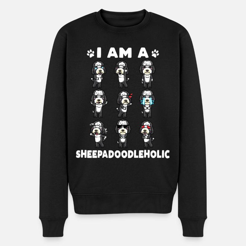 Sheepadoodle Hund - Männer Premium Bio Pullover - Schwarz