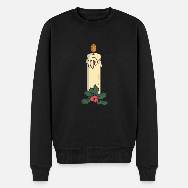 Kerze Weihnachten - Männer Premium Bio Pullover - Schwarz