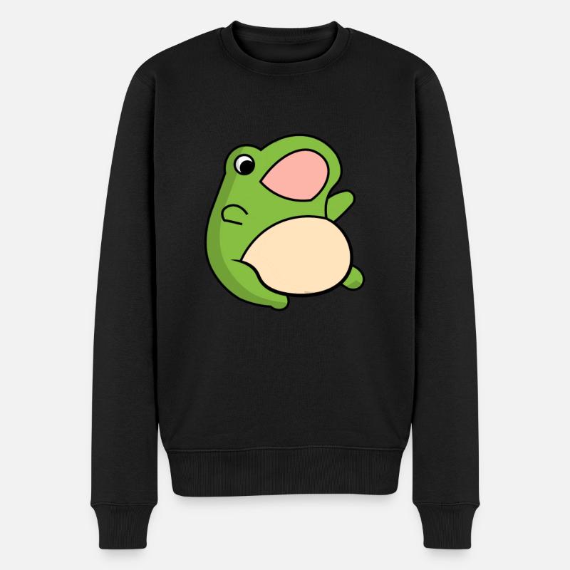 Frosch Comic Zeichnung Lustig - Männer Premium Bio Pullover - Schwarz