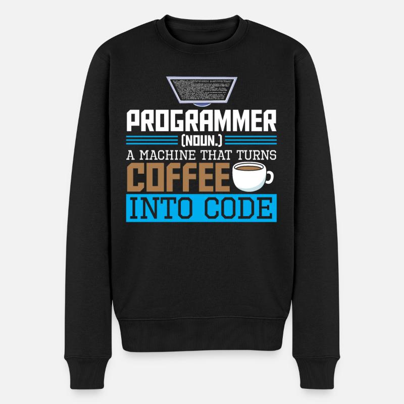Programmer A machine that turns coffee into code - Männer Premium Bio Pullover - Schwarz