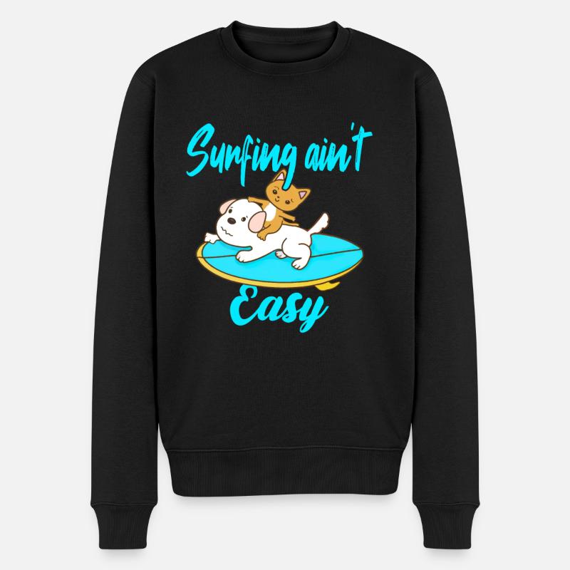Surfing ain't Easy - Männer Premium Bio Pullover - Schwarz