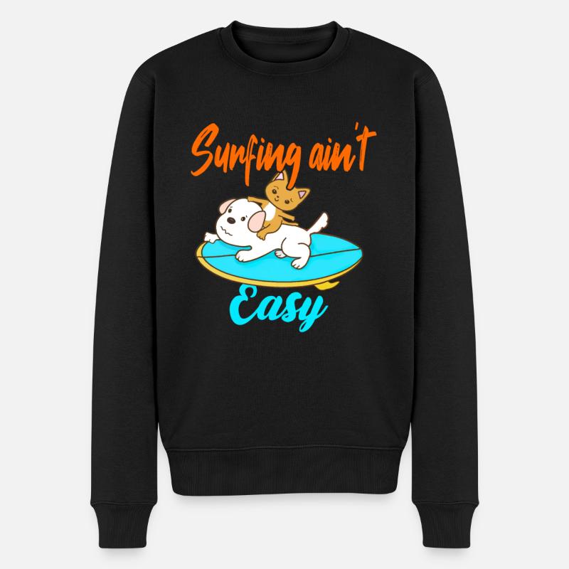 Surfing ain't Easy - Männer Premium Bio Pullover - Schwarz
