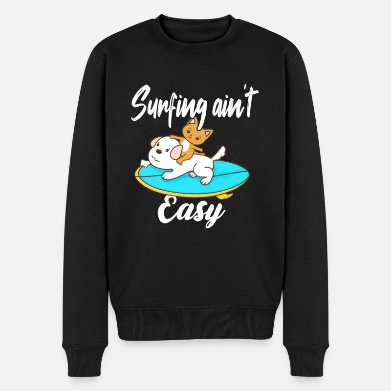 Surfing ain't Easy - Männer Premium Bio Pullover - Schwarz