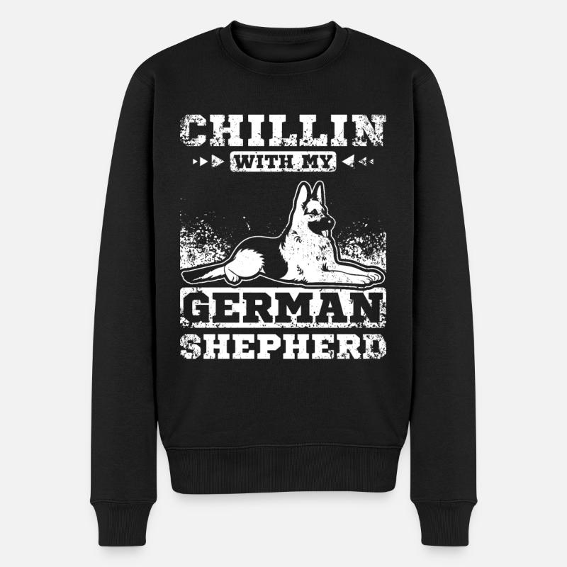 Chillin avec mon berger allemand - Pull Premium bio Homme - noir