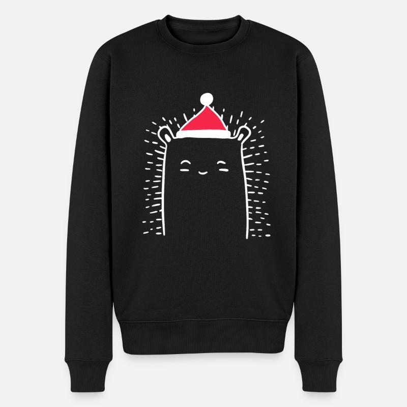 Igel Weihnachtsmütze Weihnachten Süß Xmax - Männer Premium Bio Pullover - Schwarz