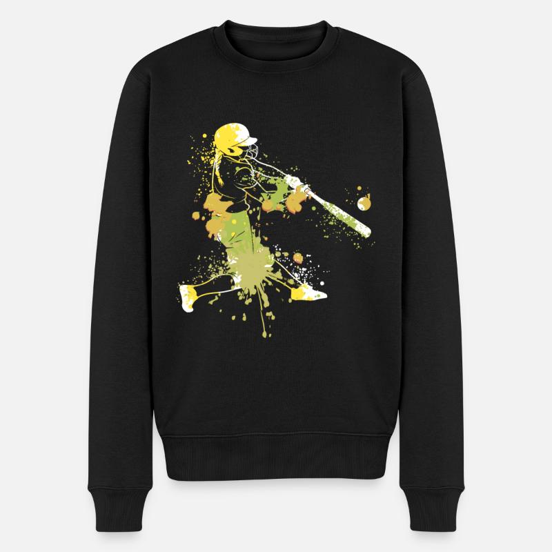 Splash Art Softball Player - Männer Premium Bio Pullover - Schwarz