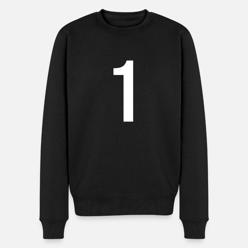 1 Zahlenbuchstabensymbol Alphabet Initiale - Männer Premium Bio Pullover - Schwarz