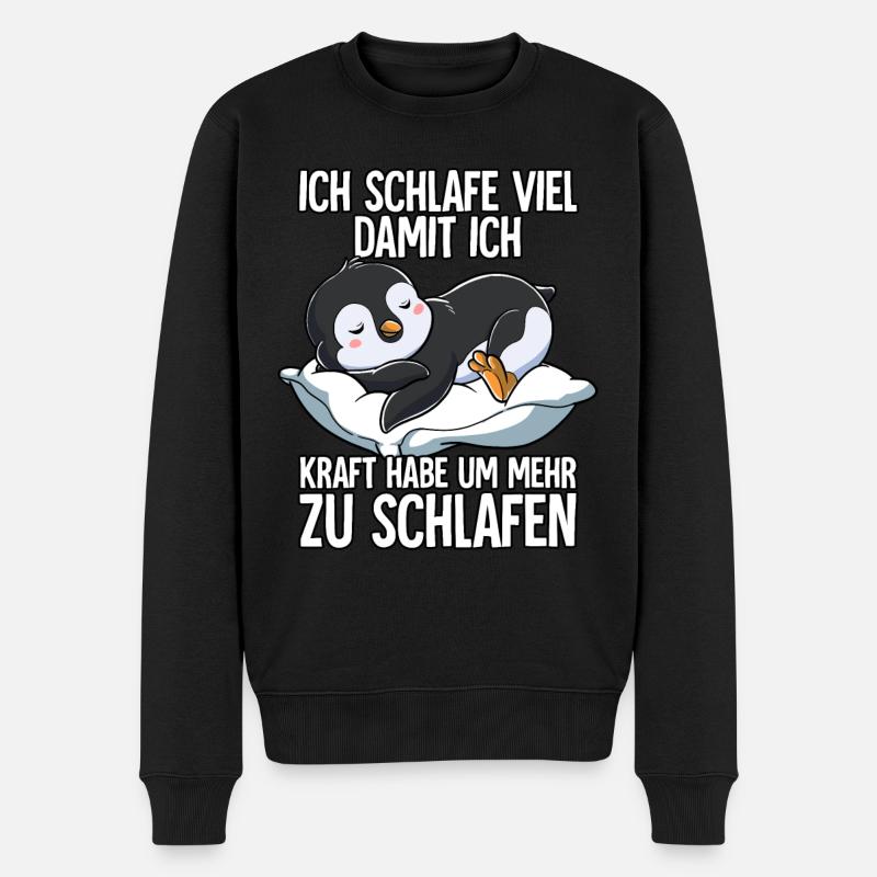 Ich Schlafe Pinguin - Männer Premium Bio Pullover - Schwarz