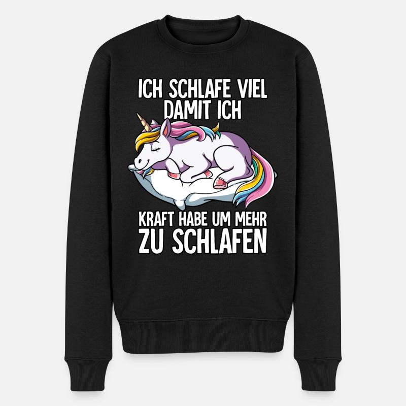 Ich Schlafe Einhorn - Männer Premium Bio Pullover - Schwarz