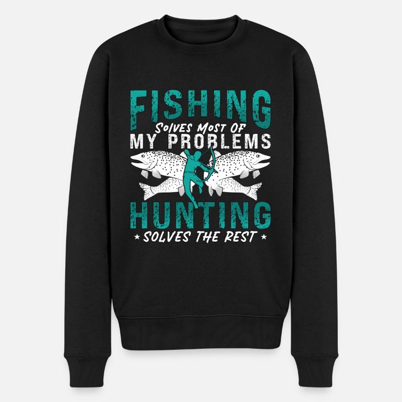 Bowfishing Fishing Solves Most Of Arrow Bowfisher - Männer Premium Bio Pullover - Schwarz