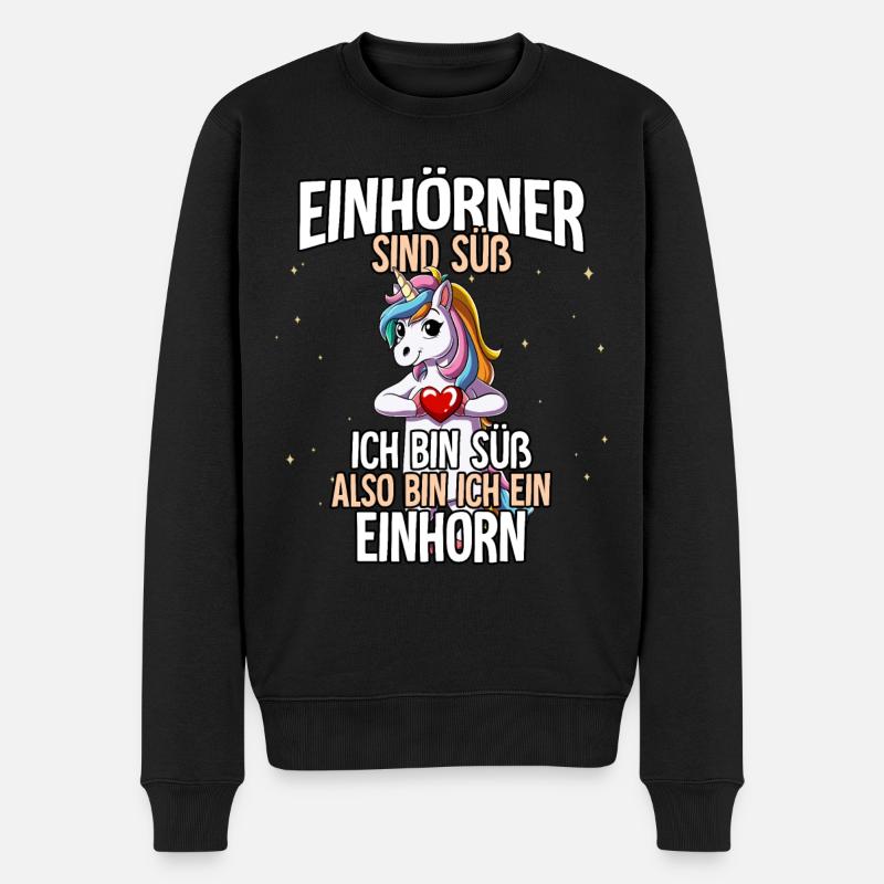 Einhörner Sind Süß Einhorn - Männer Premium Bio Pullover - Schwarz