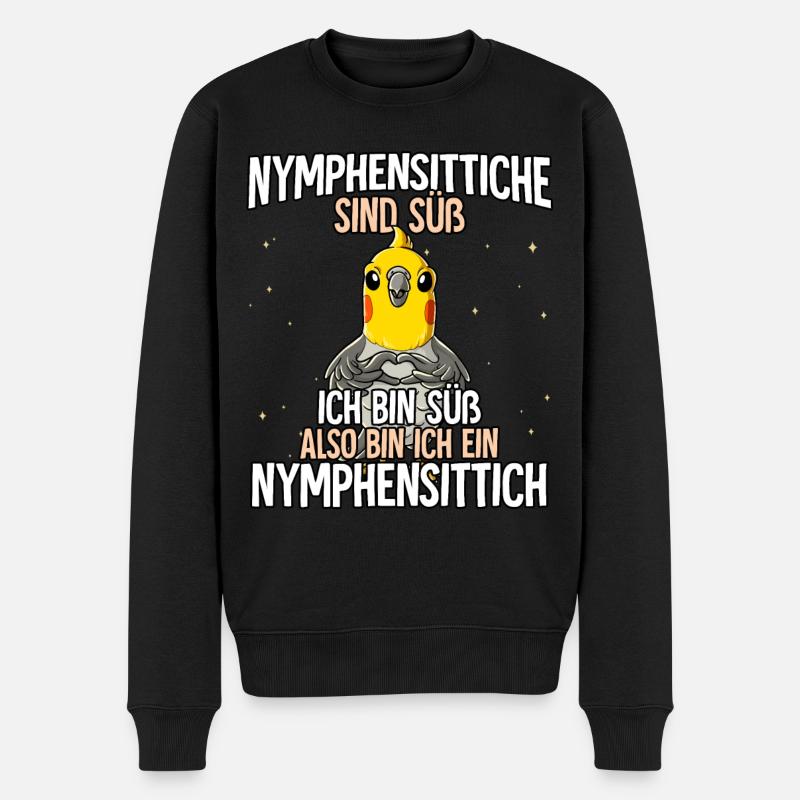 Nymphensittiche Sind Süß Nymphensittich - Männer Premium Bio Pullover - Schwarz