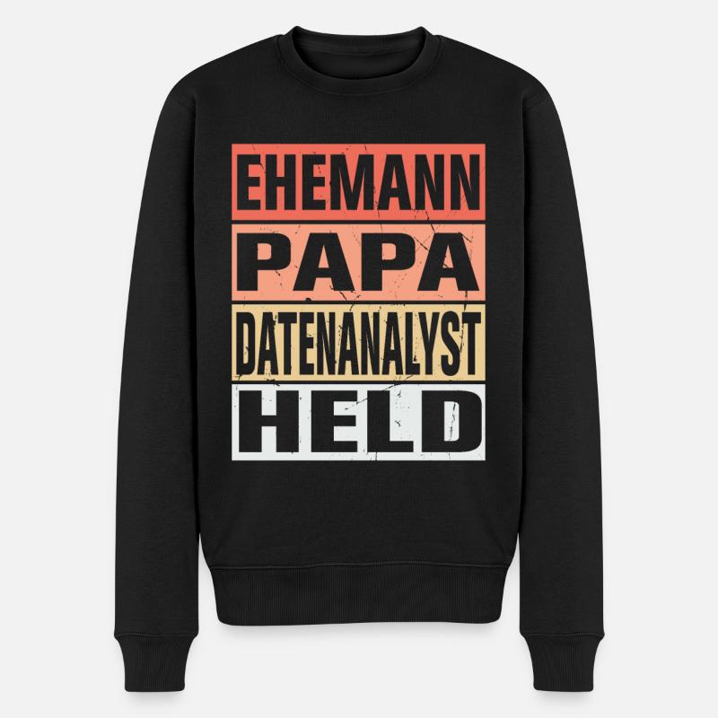 Datenanalyst Vater Ehemann Held - Männer Premium Bio Pullover - Schwarz