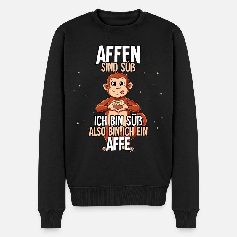 Affen Sind Süß Affe - Männer Premium Bio Pullover - Schwarz