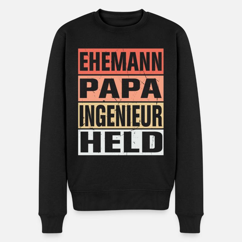 Ingenieur Vater Ehemann Held - Männer Premium Bio Pullover - Schwarz