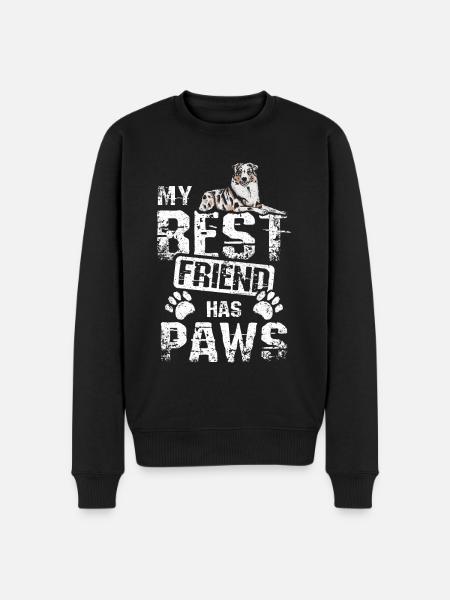 Min bedste ven har poter australsk hyrde - Økologisk premium-sweatshirt til mænd - sort