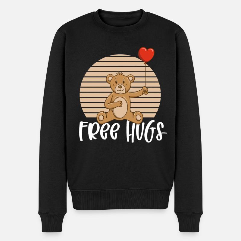 Free Hugs Teddybär - Männer Premium Bio Pullover - Schwarz