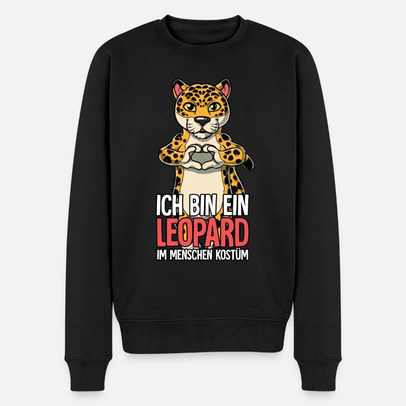 Ich Bin Ein Leopard - Männer Premium Bio Pullover - Schwarz