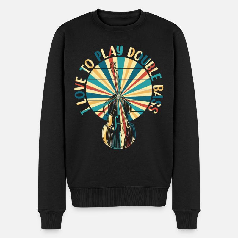 Contrabass Double Bass Player - I Love To Play Dou - Männer Premium Bio Pullover - Schwarz