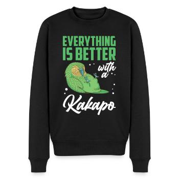 Alles besser mit Kakapo flugunfähiger Kakapo - Männer Premium Bio Pullover - Schwarz - Vorne - Nico (187cm)