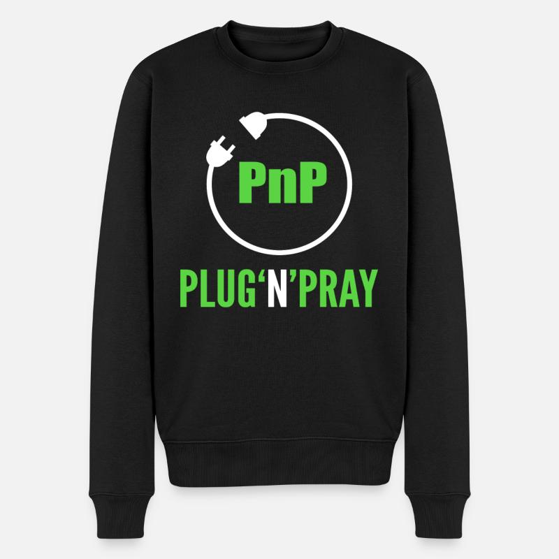 PnP = Plug'n'Pray Programming Programmer Coding - Männer Premium Bio Pullover - Schwarz