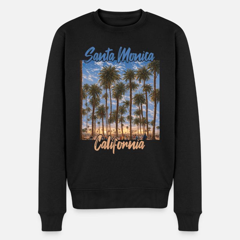 Santa Monica California - Männer Premium Bio Pullover - Schwarz