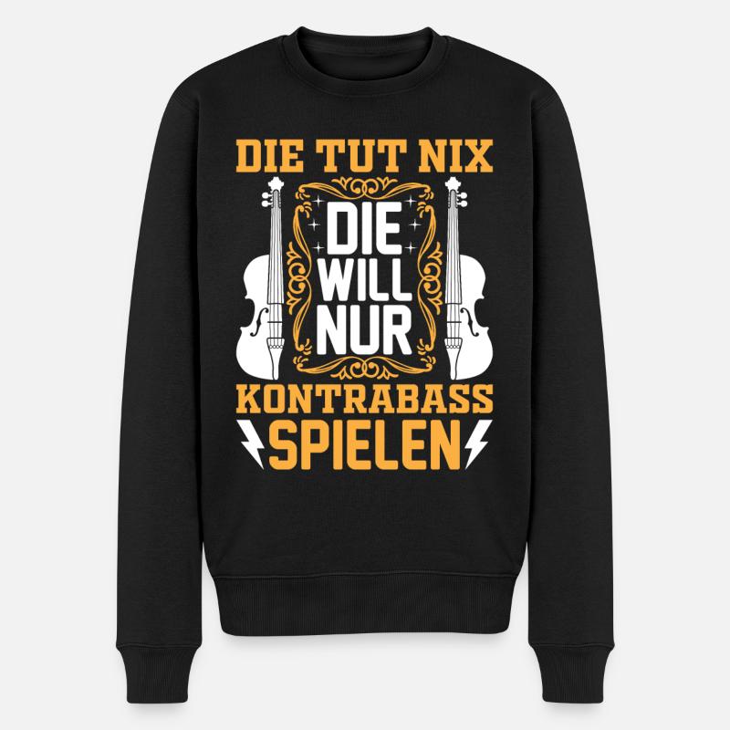 Funny Contrabass Double Bassist Double Bass Player - Männer Premium Bio Pullover - Schwarz