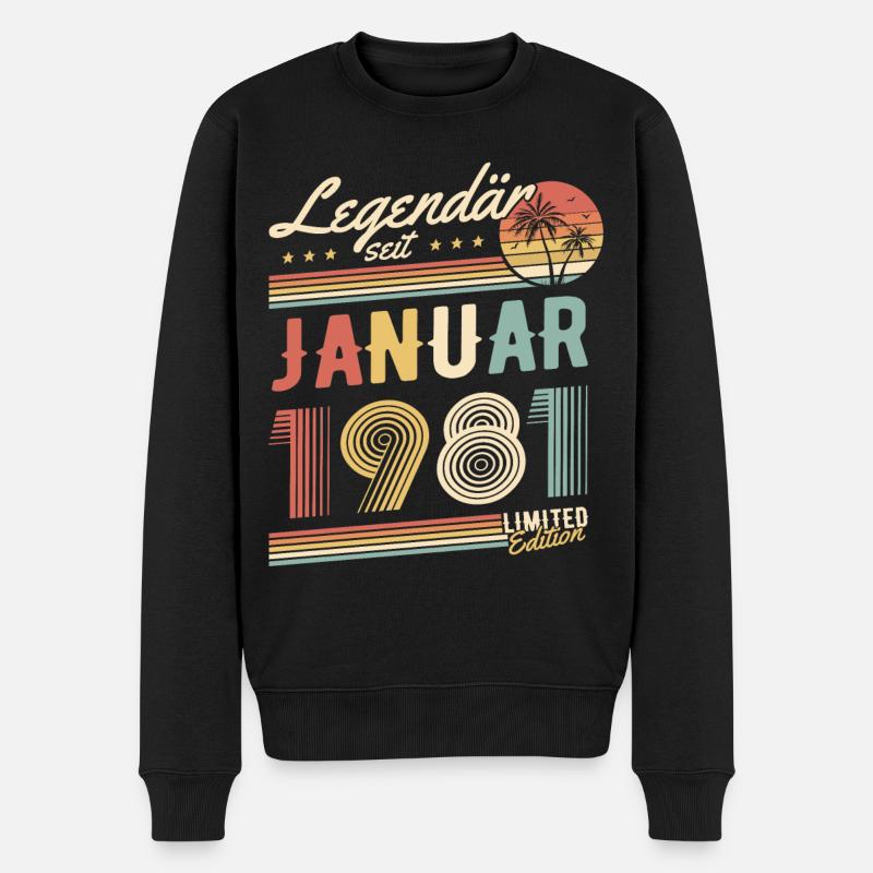 Legendär Seit Januar 1981 Geburtstag Geschenk - Männer Premium Bio Pullover - Schwarz