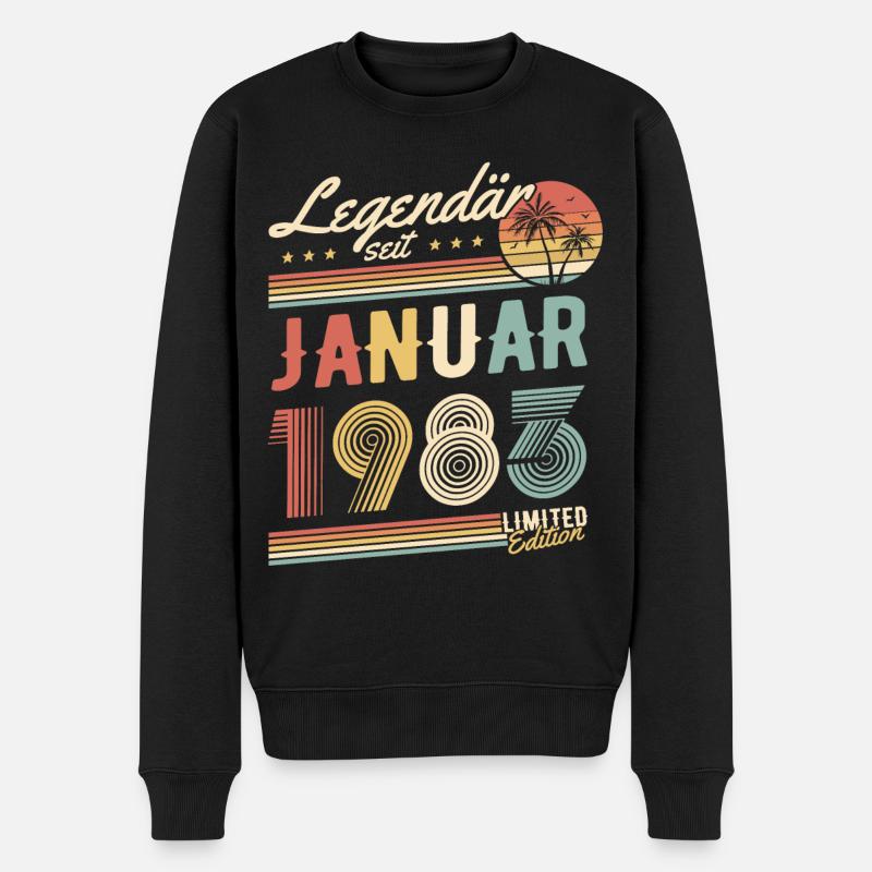 Legendär Seit Januar 1983 Geburtstag Geschenk - Männer Premium Bio Pullover - Schwarz