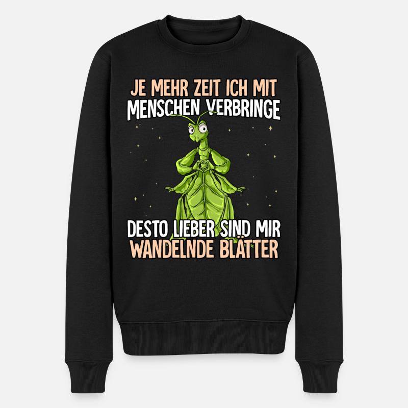Wandelndes Blatt - Männer Premium Bio Pullover - Schwarz