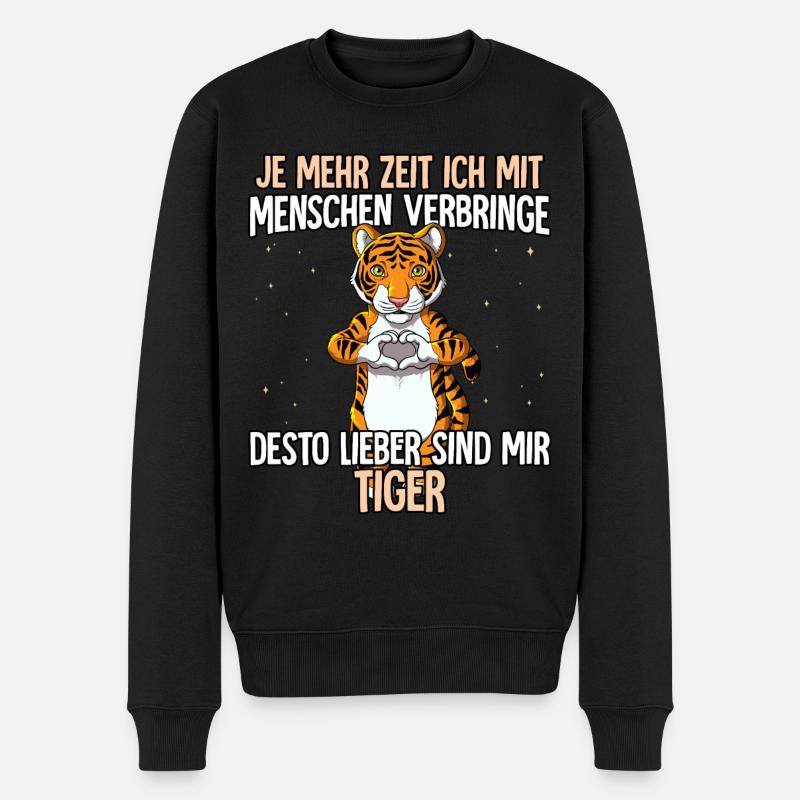 Tiger - Männer Premium Bio Pullover - Schwarz