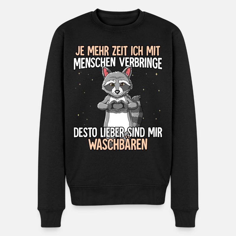 Waschbär - Männer Premium Bio Pullover - Schwarz