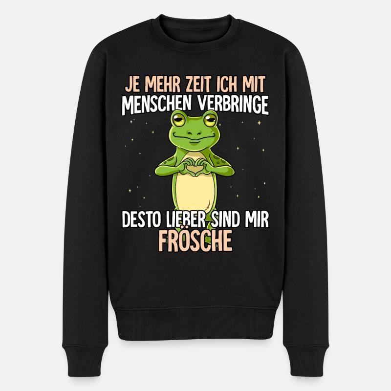 Frosch - Männer Premium Bio Pullover - Schwarz