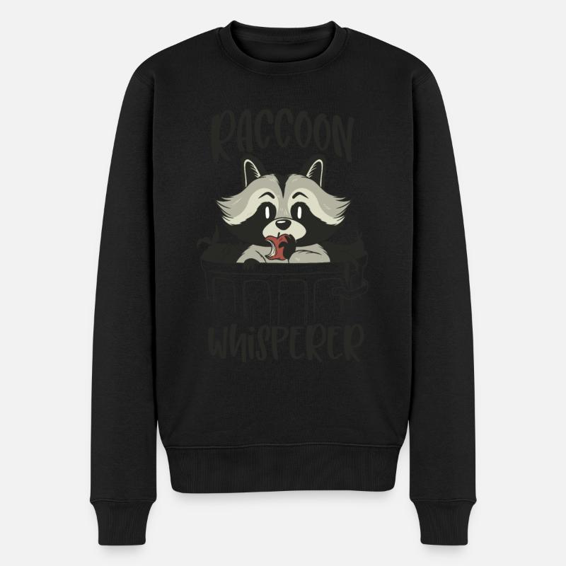 Raccoon Whisperer - Männer Premium Bio Pullover - Schwarz