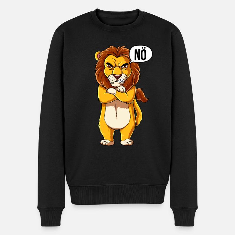 Löwe Nö - Männer Premium Bio Pullover - Schwarz