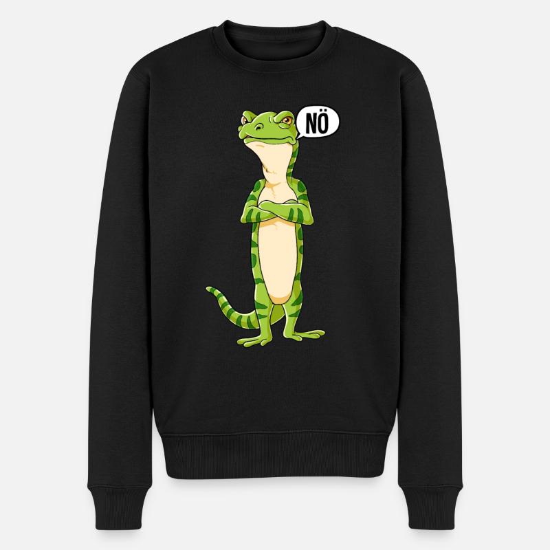 Gecko Nö - Männer Premium Bio Pullover - Schwarz