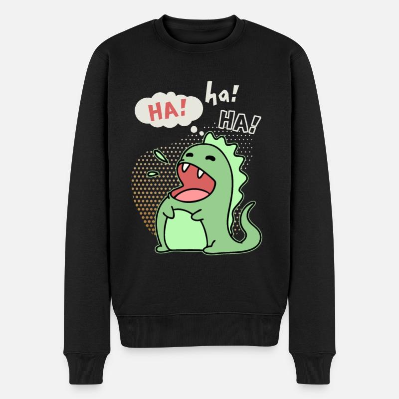 Dinosaure rieur, drôle de dicton - Pull Premium bio Homme - noir