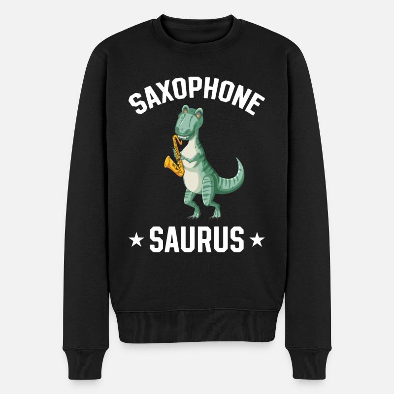 Saxophone Saurus Dino Sax Player Saxophone Player - Pull Premium bio Homme - noir